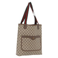 GUCCI GG Supreme Web Sherry Line Tote Bag PVC Beige Gold 39 02 003 Auth kk728