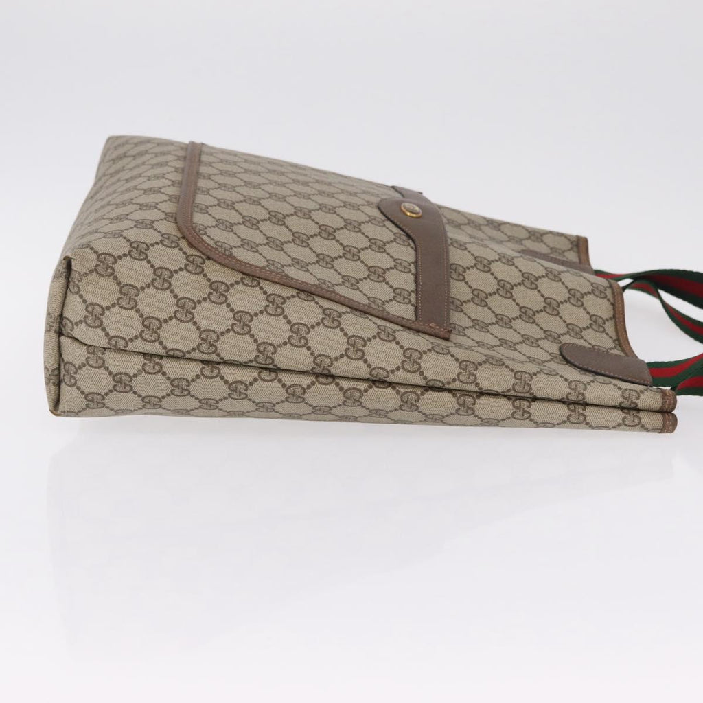 GUCCI GG Supreme Web Sherry Line Tote Bag PVC Beige Gold 39 02 003 Auth kk728