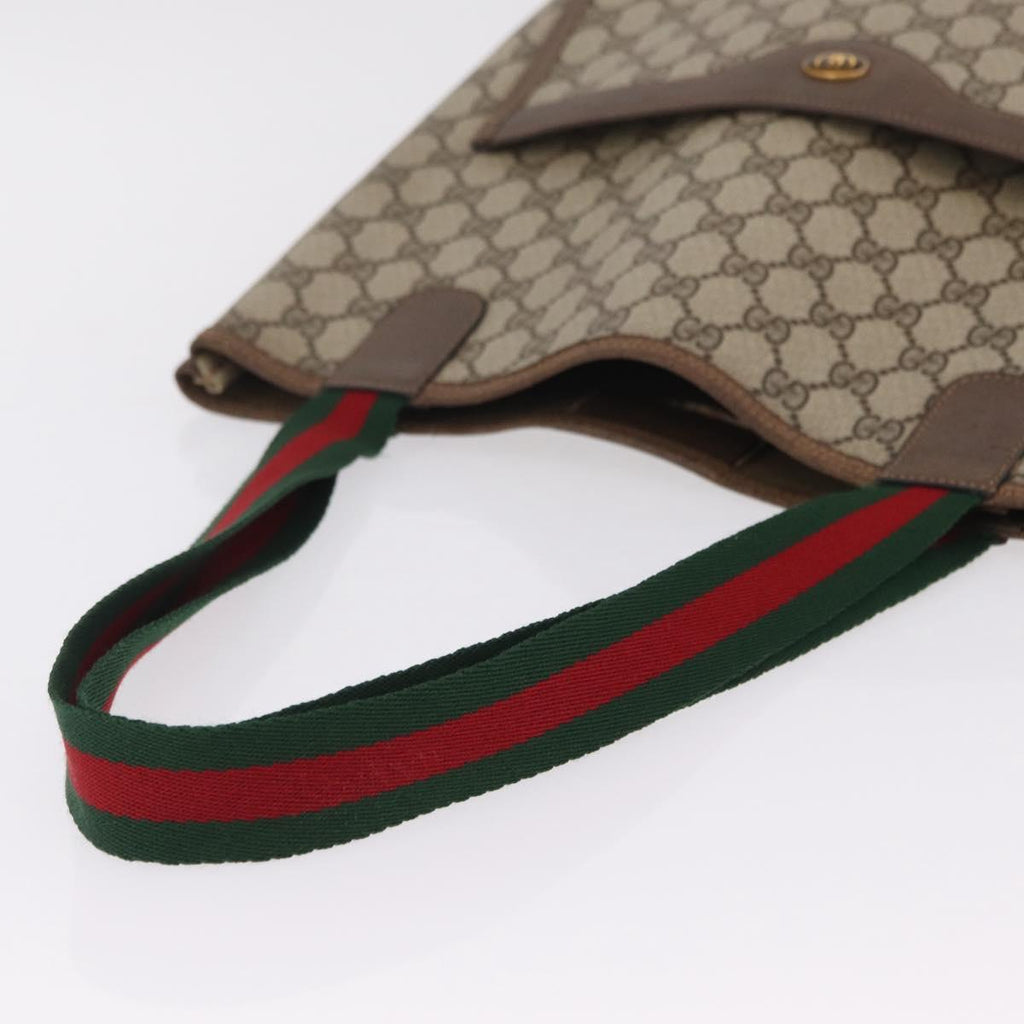 GUCCI GG Supreme Web Sherry Line Tote Bag PVC Beige Gold 39 02 003 Auth kk728
