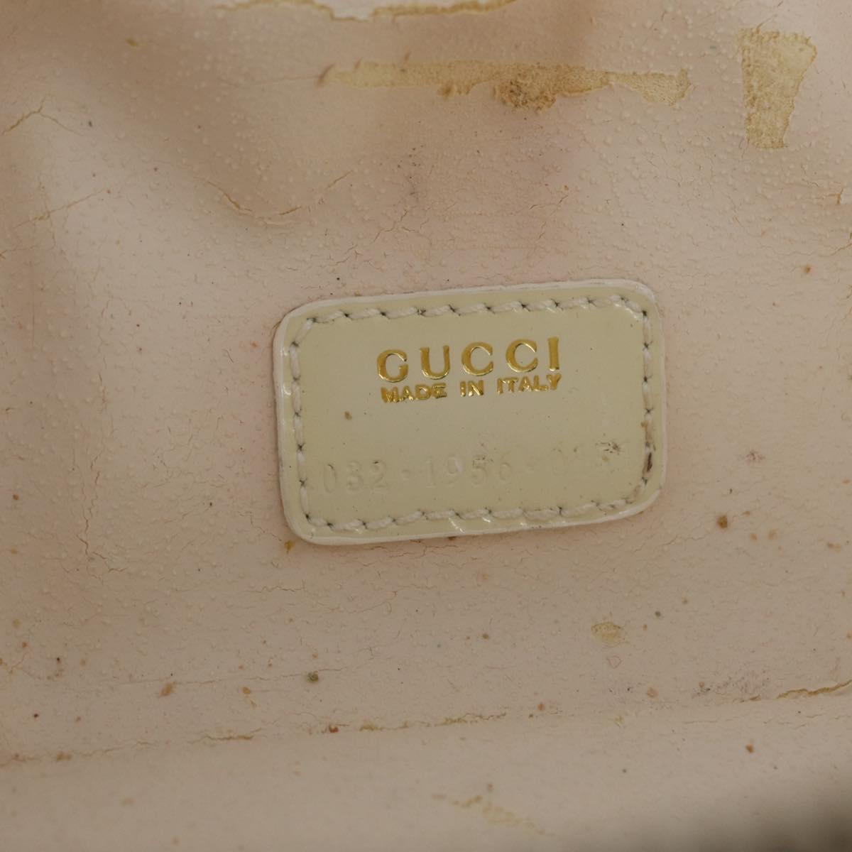 GUCCI Bamboo Vanity Hand Bag Patent Leather White Gold 032 1956 0151 Auth kk729