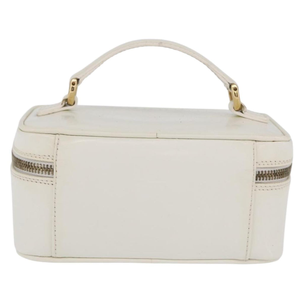 GUCCI Bamboo Vanity Hand Bag Patent Leather White Gold 032 1956 0151 Auth kk729