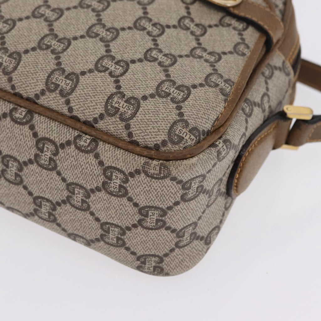 GUCCI GG Plus Supreme Shoulder Bag PVC Beige Gold Auth kk731