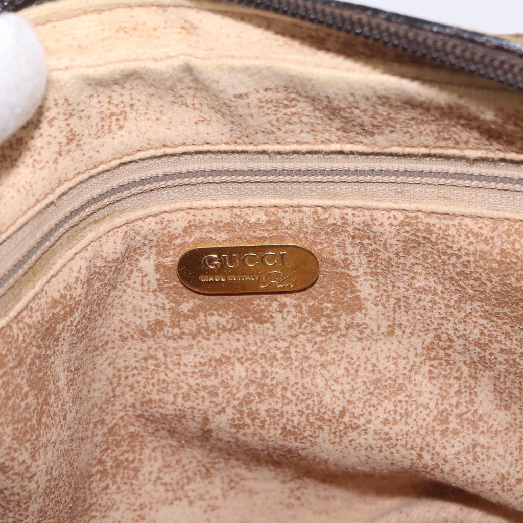 GUCCI GG Plus Supreme Shoulder Bag PVC Beige Gold Auth kk731
