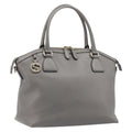 GUCCI Hand Bag Leather Outlet Gray Gold Tone 449651 Auth LN014