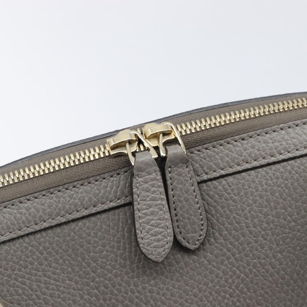 GUCCI Hand Bag Leather Outlet Gray Gold Tone 449651 Auth LN014