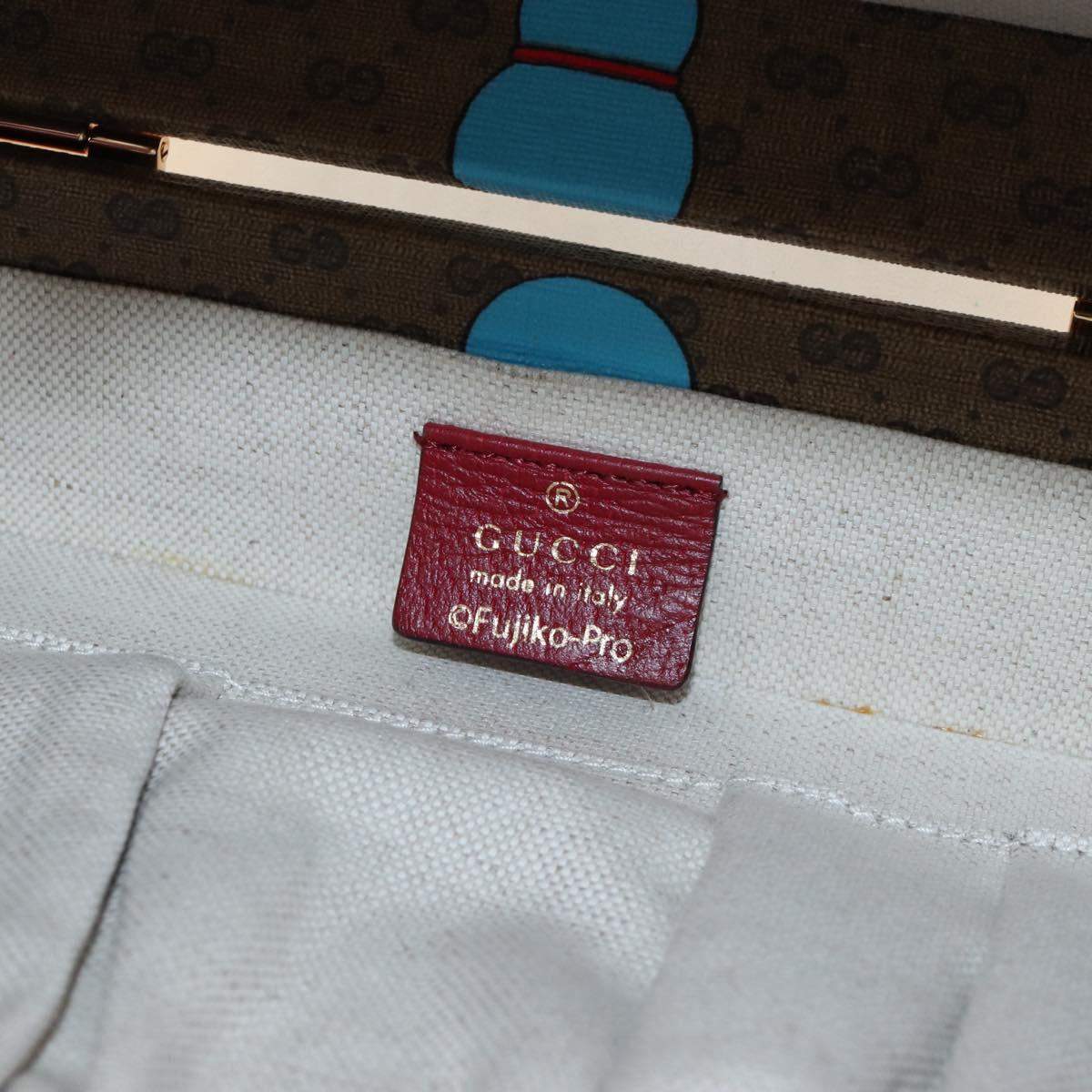 GUCCI Micro GG Doraemon Hand Bag PVC 2way Beige Gold Tone 633587 Auth LN019SAM