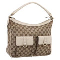GUCCI GG Canvas Abbey Shoulder Bag Beige Gold Tone 153025 Auth LN025