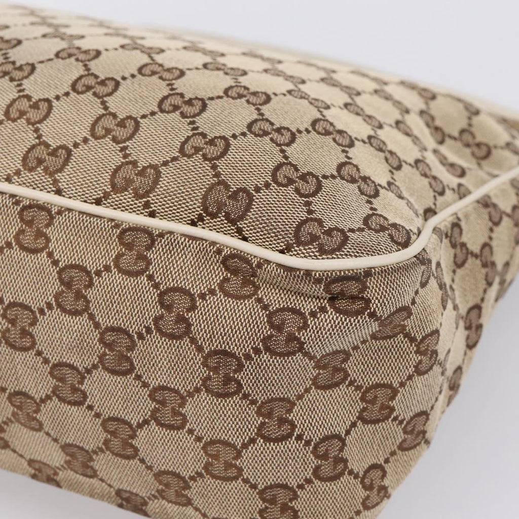 GUCCI GG Canvas Abbey Shoulder Bag Beige Gold Tone 153025 Auth LN025