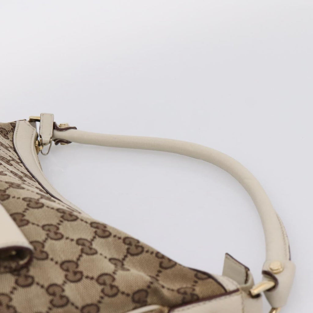 GUCCI GG Canvas Abbey Shoulder Bag Beige Gold Tone 153025 Auth LN025