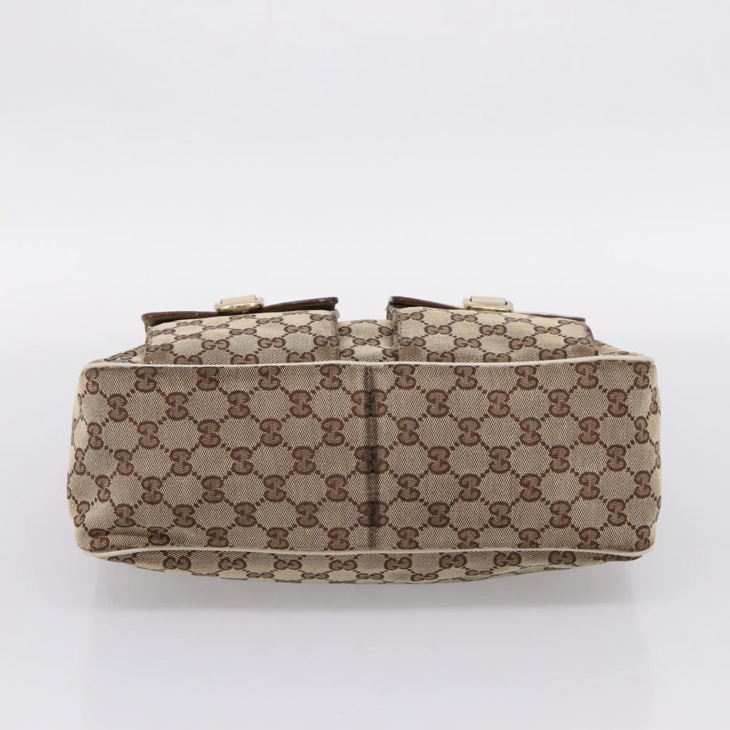 GUCCI GG Canvas Abbey Shoulder Bag Beige Gold Tone 153025 Auth LN025