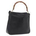 GUCCI Bamboo Shoulder Bag Leather Black Gold Tone 001 1998 1638 Auth LN065