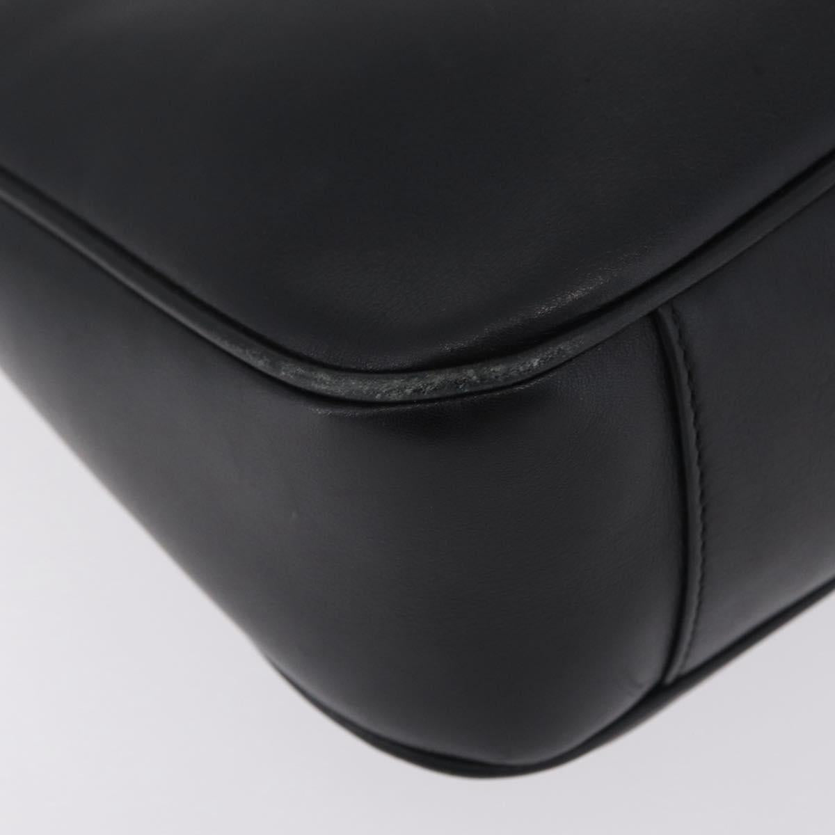 GUCCI Bamboo Shoulder Bag Leather Black Gold Tone 001 1998 1638 Auth LN065