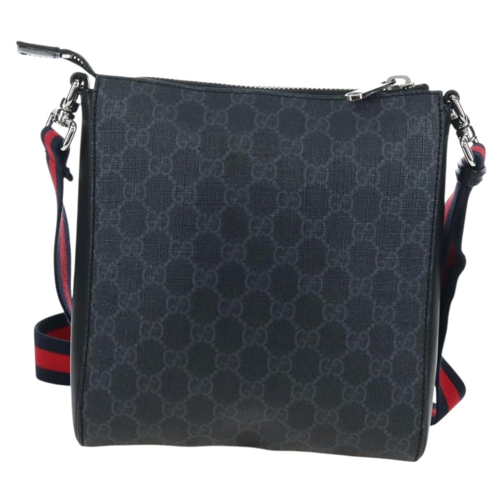 GUCCI GG Supreme Sherry Line Shoulder Bag PVC Black Silver 523599 Auth LN073V