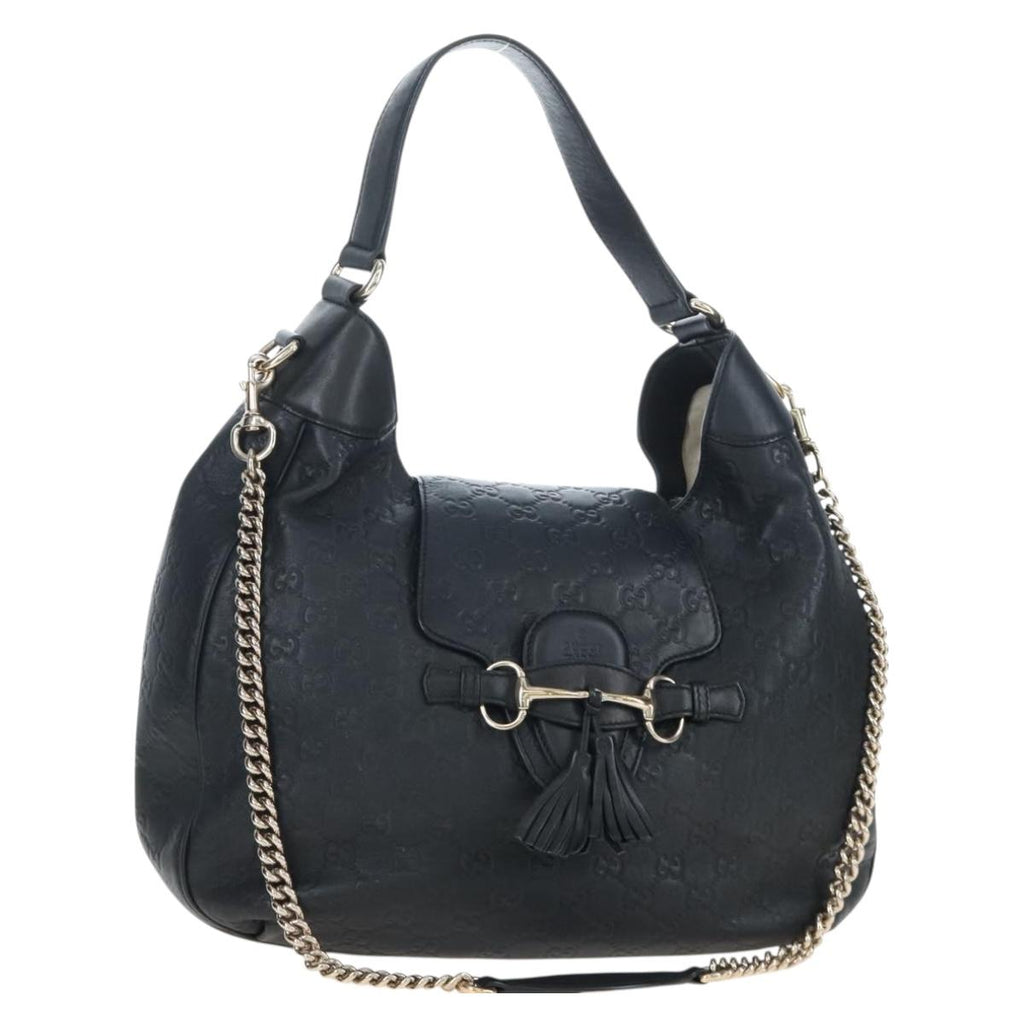 GUCCI GuccissimaGG Horsebit Chain Shoulder Bag Leather 2way 322226 Auth LN097V