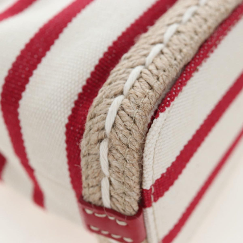 PRADA Chain Shoulder Pouch Canvas Red Gold Auth LN218M
