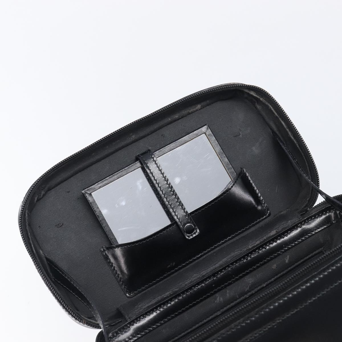 GUCCI Vanity Hand Bag Patent leather 2way Black Silver 013 2122 2490 Auth LN253