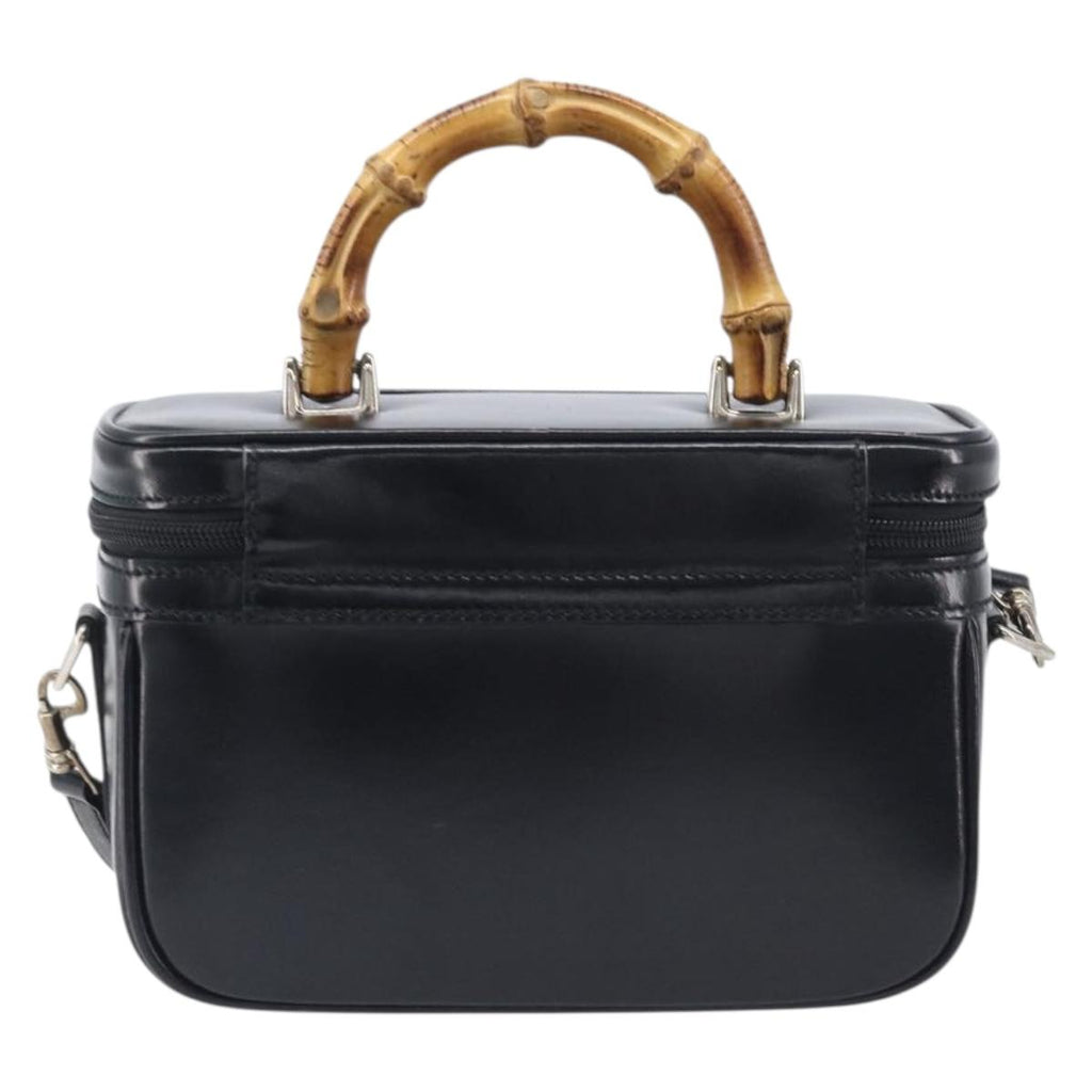 GUCCI Vanity Hand Bag Patent leather 2way Black Silver 013 2122 2490 Auth LN253