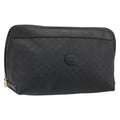 GUCCI Micro GG Supreme Clutch Bag PVC Black Gold 014 58 0198 Auth mr2532