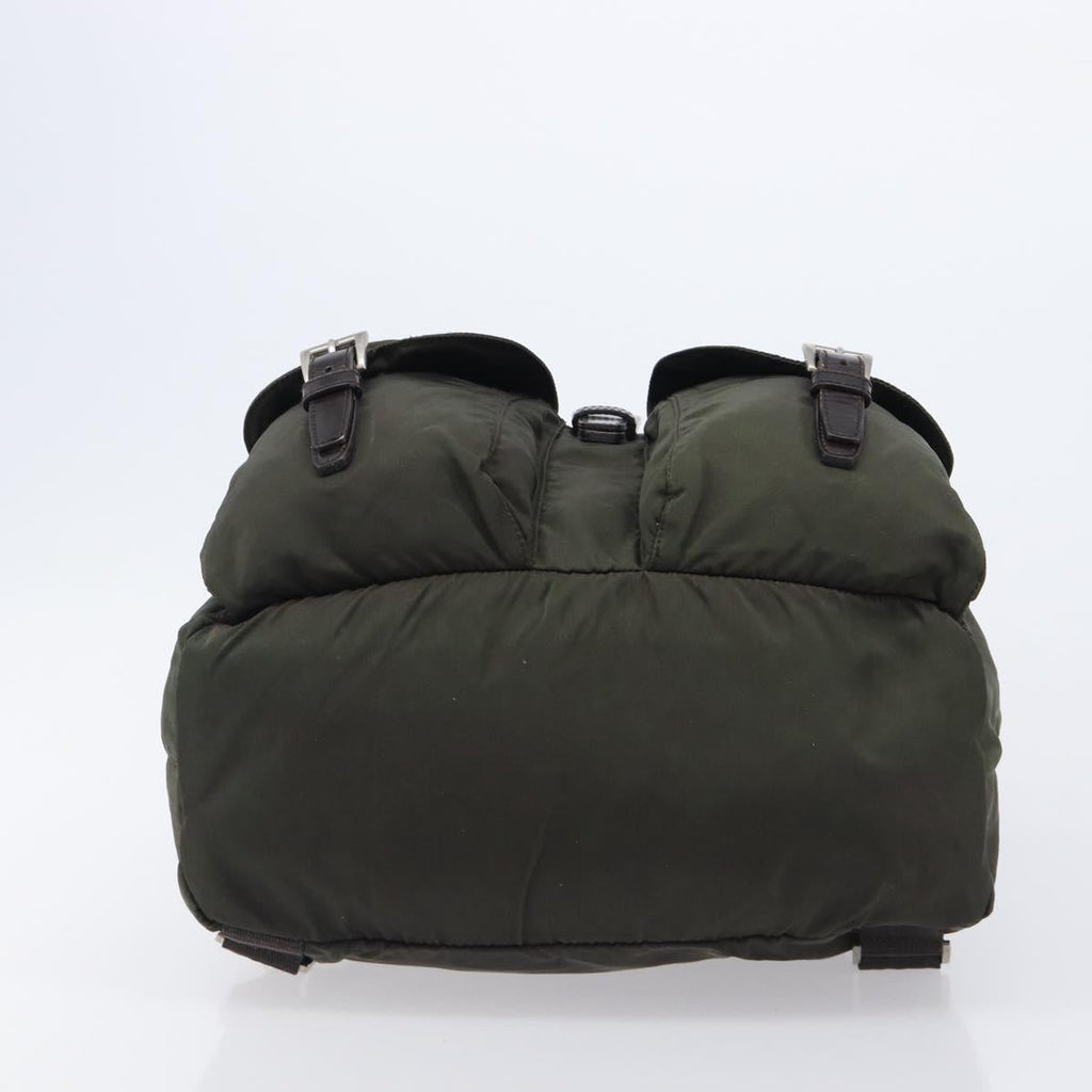 PRADA Backpack Nylon Khaki Silver Auth mr2957