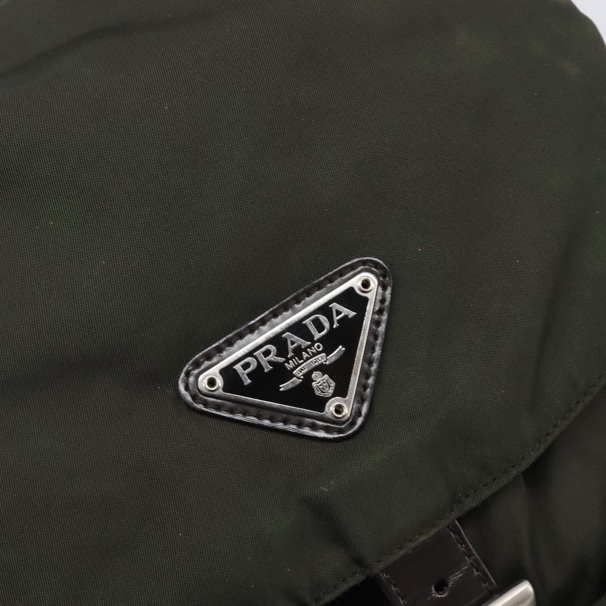 PRADA Backpack Nylon Khaki Silver Auth mr2957