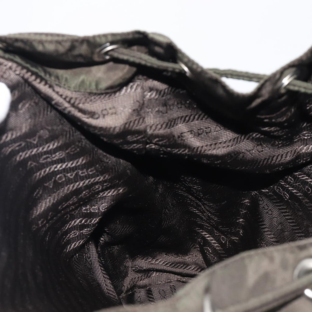 PRADA Backpack Nylon Khaki Silver Auth mr2957