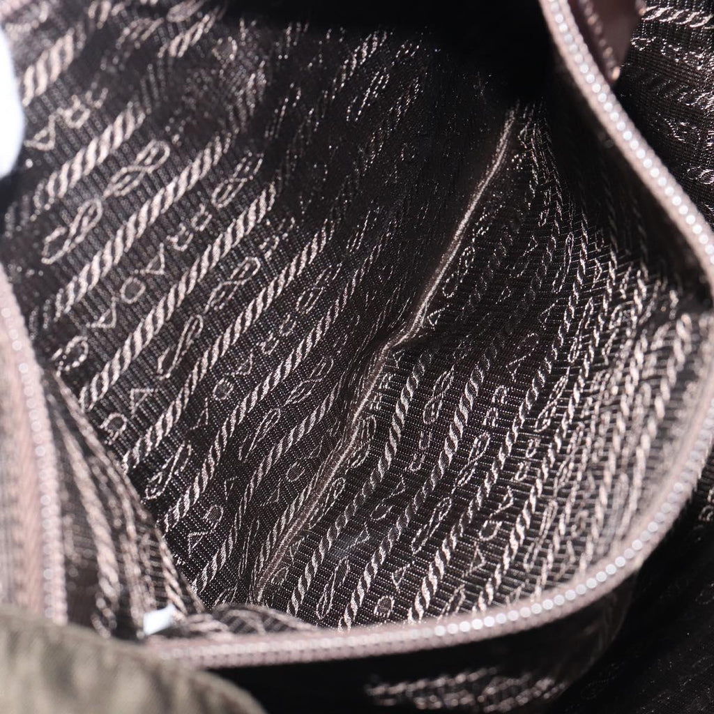 PRADA Backpack Nylon Khaki Silver Auth mr2957