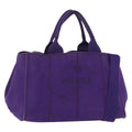 PRADA Canapa MM Hand Bag Canvas Purple Gold Tone Auth mr3004A