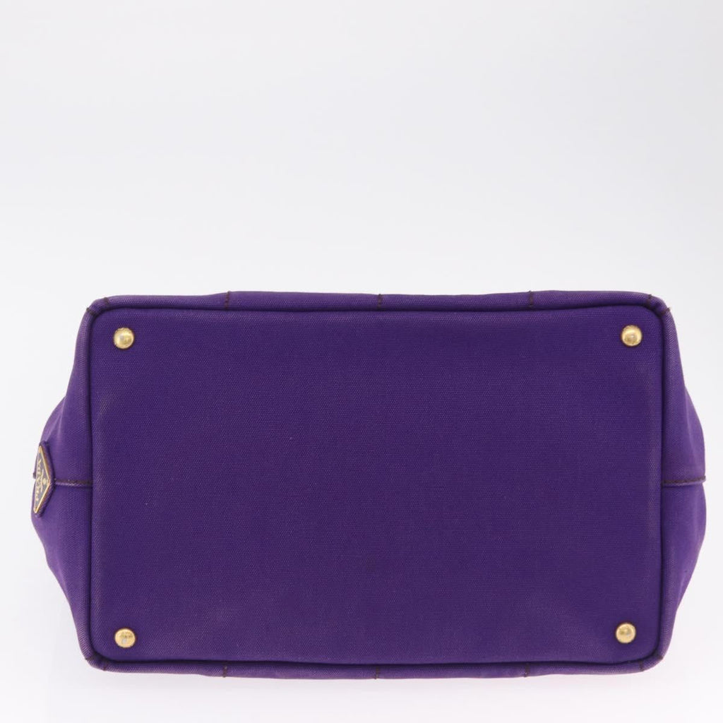 PRADA Canapa MM Hand Bag Canvas Purple Gold Tone Auth mr3004A