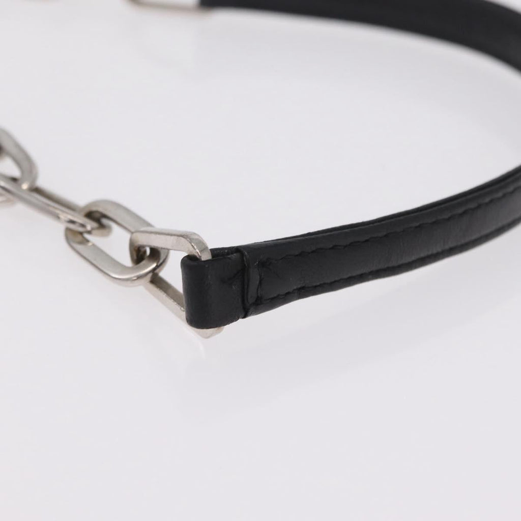 PRADA Chain Shoulder Bag Leather Black Silver Auth mr3021