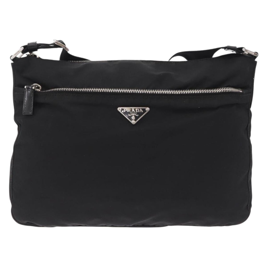 PRADA Shoulder Bag Nylon Black Silver Auth mr3036A
