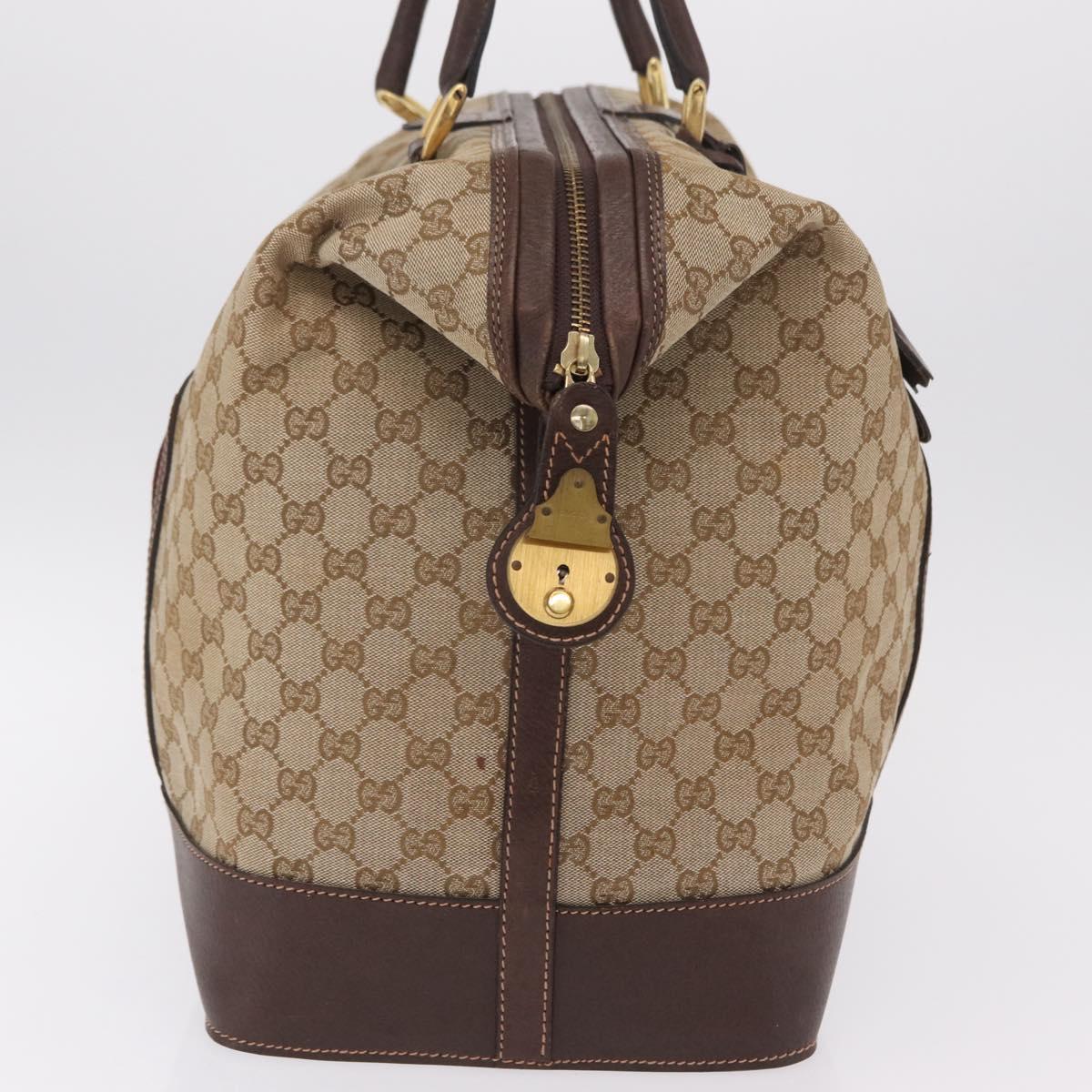 GUCCI GG Canvas Web Sherry Line Boston Bag Beige Gold Tone Auth mr3043