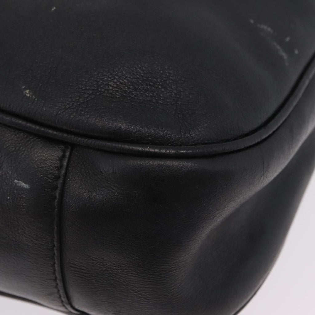 GUCCI Bamboo Hand Bag Leather Black Gold Tone 001 123 1577 Auth mr3072A