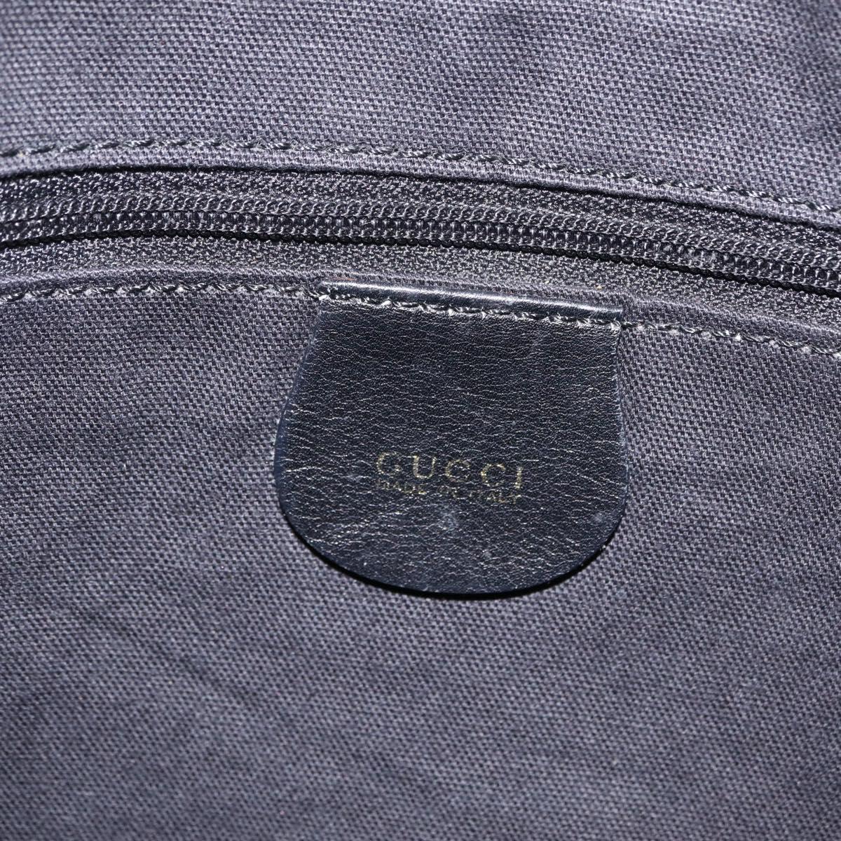 GUCCI Bamboo Hand Bag Leather Black Gold Tone 001 123 1577 Auth mr3072A