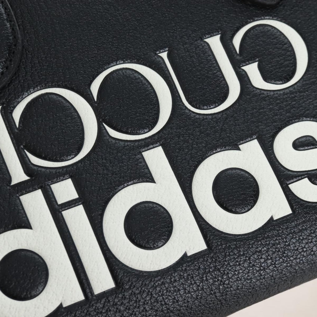 GUCCI Adidas Hand Bag Leather Black Gold Tone 702397 Auth mr3079V