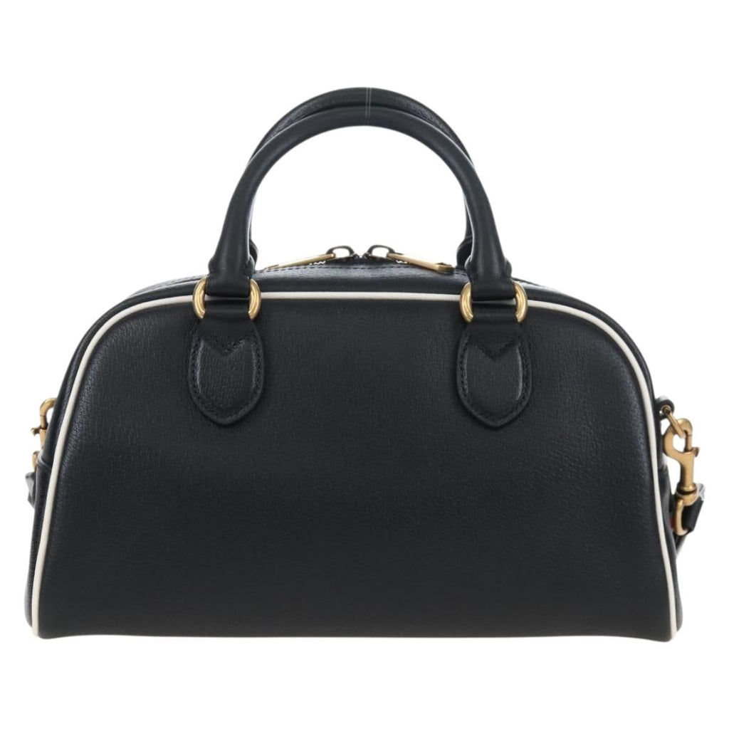 GUCCI Adidas Hand Bag Leather Black Gold Tone 702397 Auth mr3079V