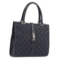 GUCCI GG Canvas Jackie Hand Bag Black Silver 002 1065 Auth mr3094A