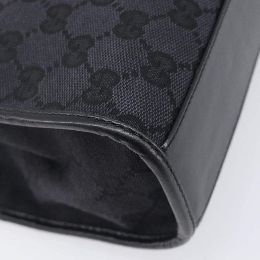 GUCCI GG Canvas Jackie Hand Bag Black Silver 002 1065 Auth mr3094A