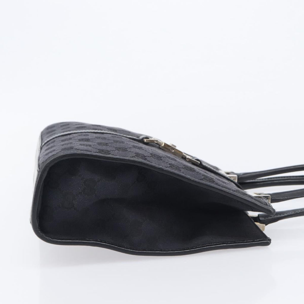 GUCCI GG Canvas Jackie Hand Bag Black Silver 002 1065 Auth mr3094A