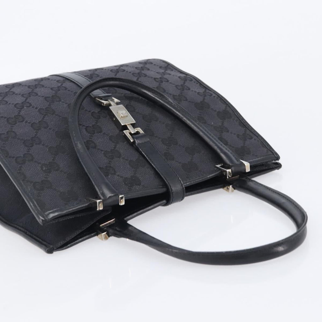 GUCCI GG Canvas Jackie Hand Bag Black Silver 002 1065 Auth mr3094A