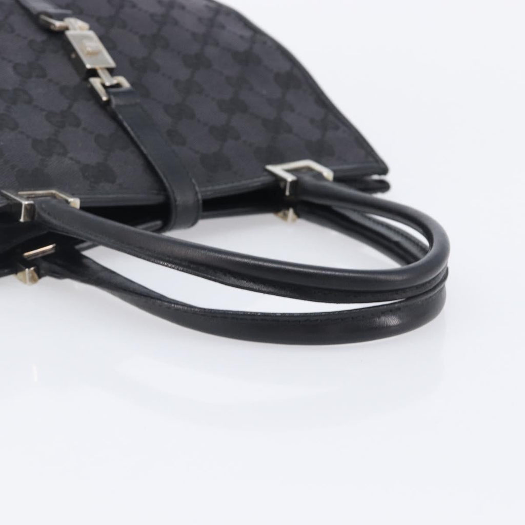 GUCCI GG Canvas Jackie Hand Bag Black Silver 002 1065 Auth mr3094A