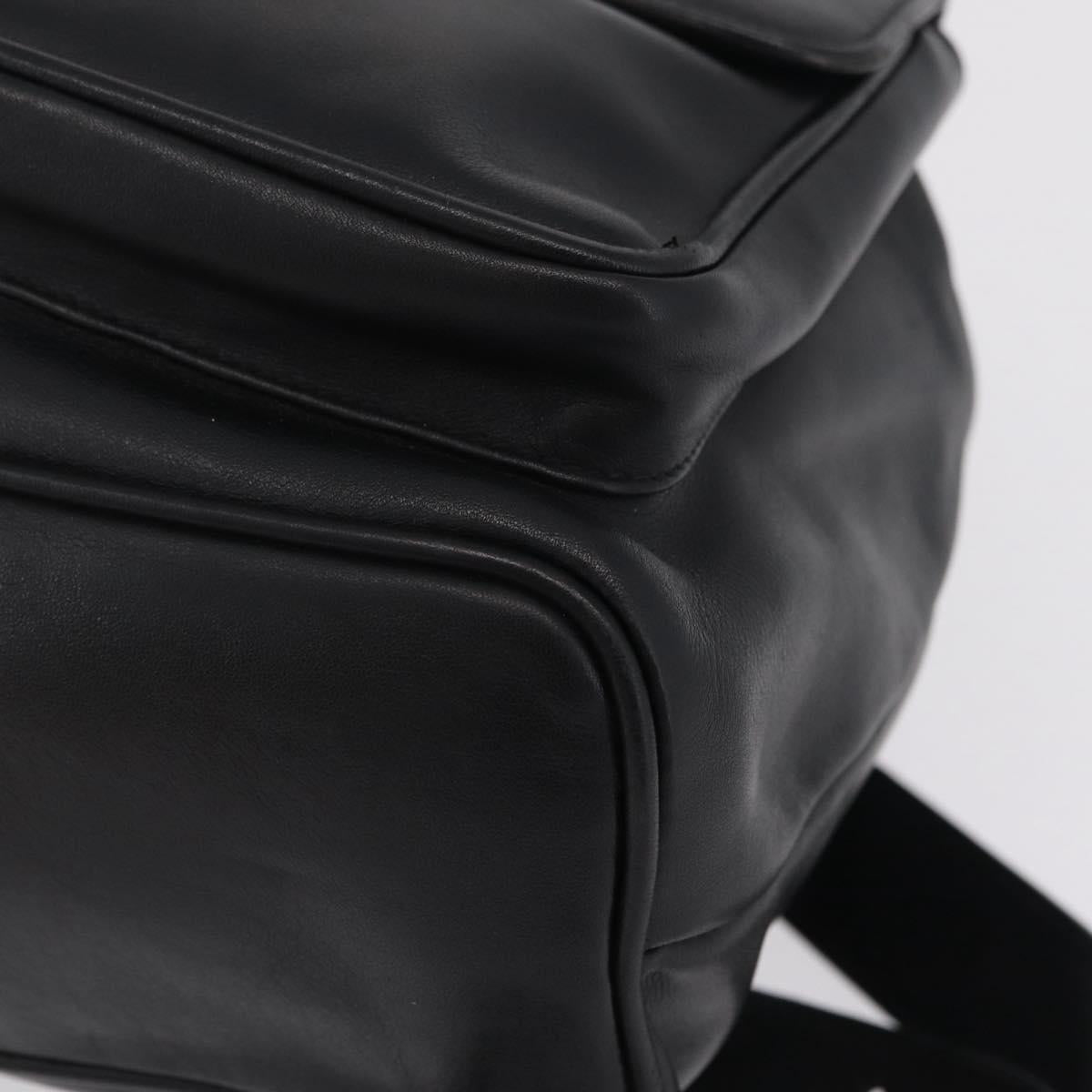 GUCCI Bamboo Backpack Leather Black Gold Tone 003 2058 0016 Auth mr3112