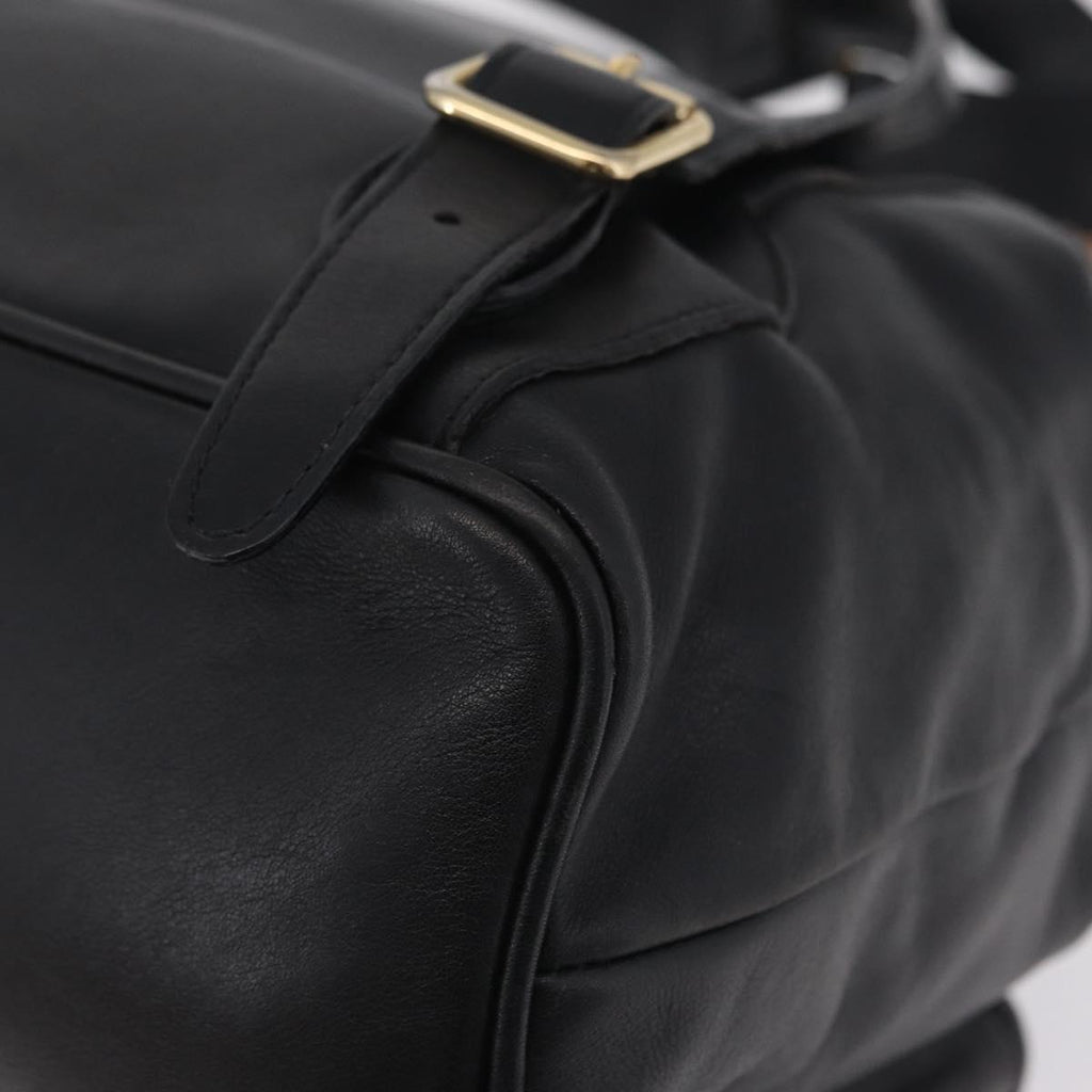 GUCCI Bamboo Backpack Leather Black Gold Tone 003 2058 0016 Auth mr3112