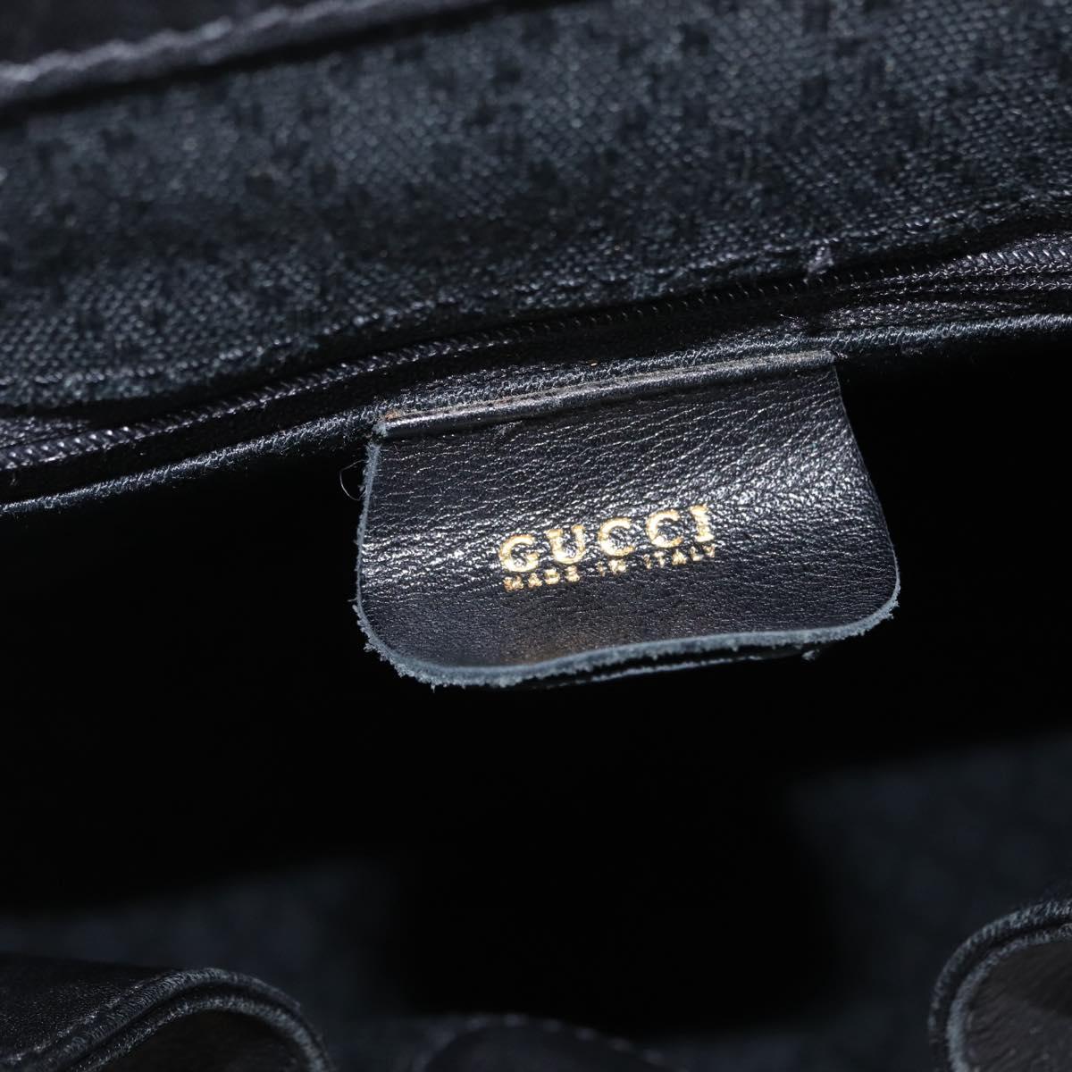 GUCCI Bamboo Backpack Leather Black Gold Tone 003 2058 0016 Auth mr3112