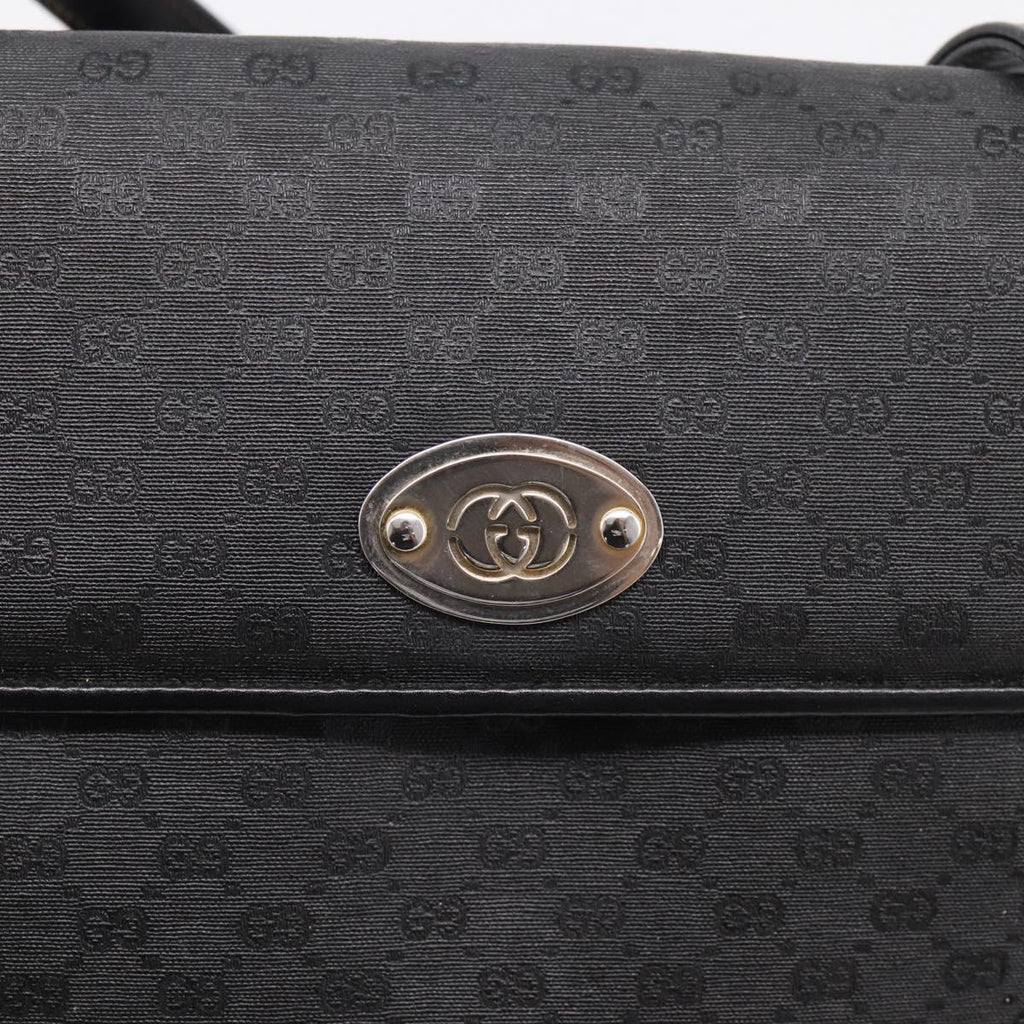 GUCCI Micro GG Hand Bag PVC Black Gold Tone 000 46 4857 Auth mr3118