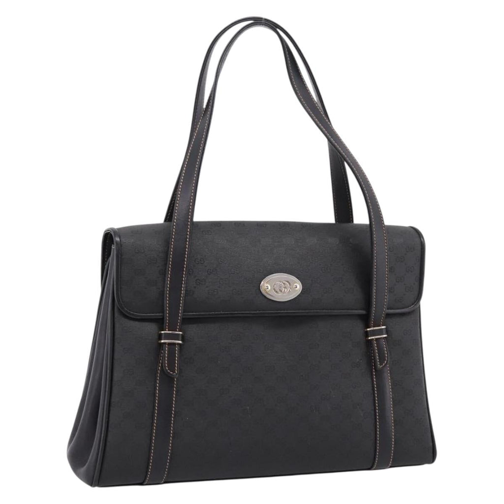 GUCCI Micro GG Hand Bag PVC Black Gold Tone 000 46 4857 Auth mr3118
