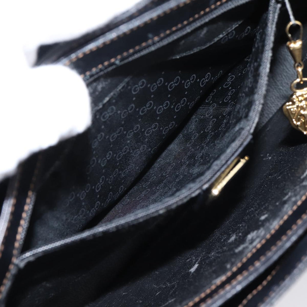 GUCCI Micro GG Hand Bag PVC Black Gold Tone 000 46 4857 Auth mr3118