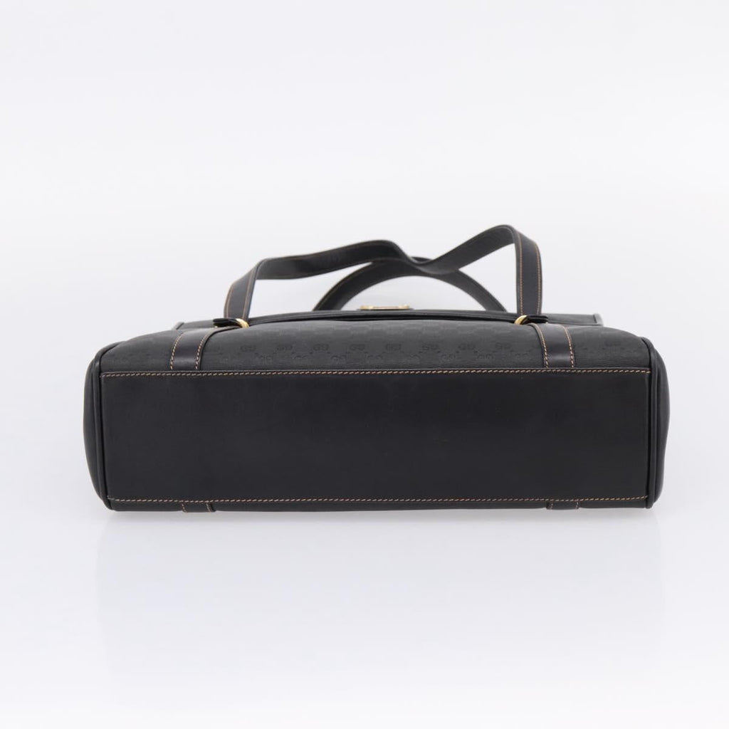 GUCCI Micro GG Hand Bag PVC Black Gold Tone 000 46 4857 Auth mr3118