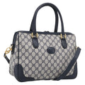 GUCCI Micro GG Supreme Hand Bag PVC 2way Navy Gold 002 122 0033 Auth mr3135