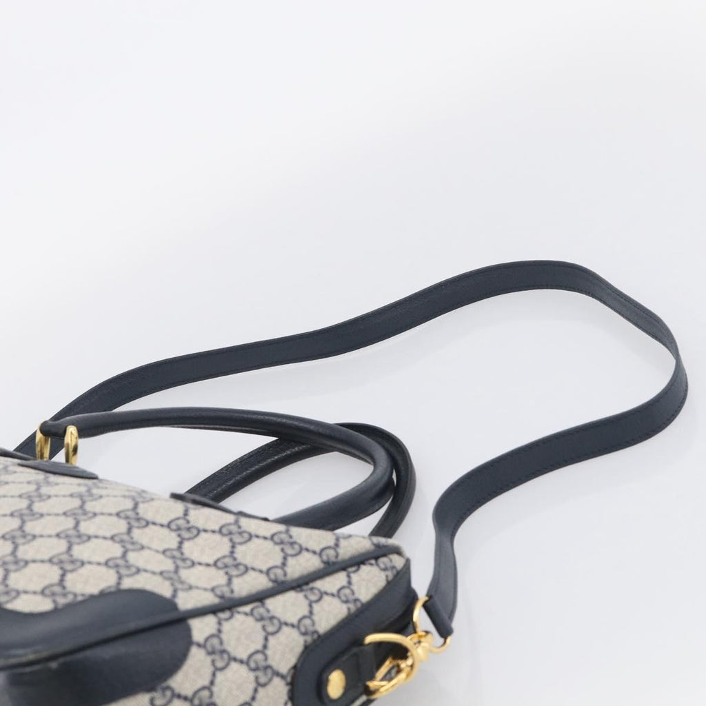 GUCCI Micro GG Supreme Hand Bag PVC 2way Navy Gold 002 122 0033 Auth mr3135