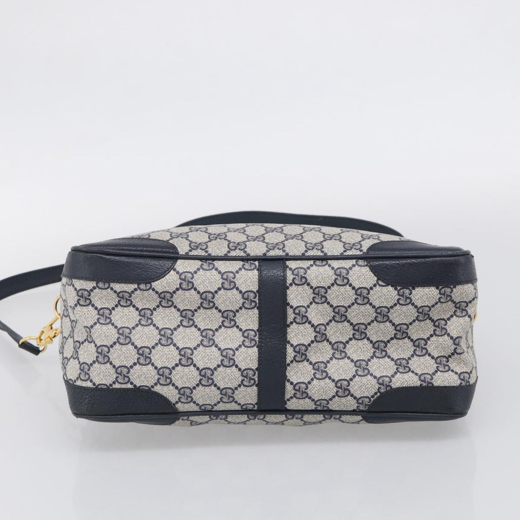 GUCCI Micro GG Supreme Hand Bag PVC 2way Navy Gold 002 122 0033 Auth mr3135